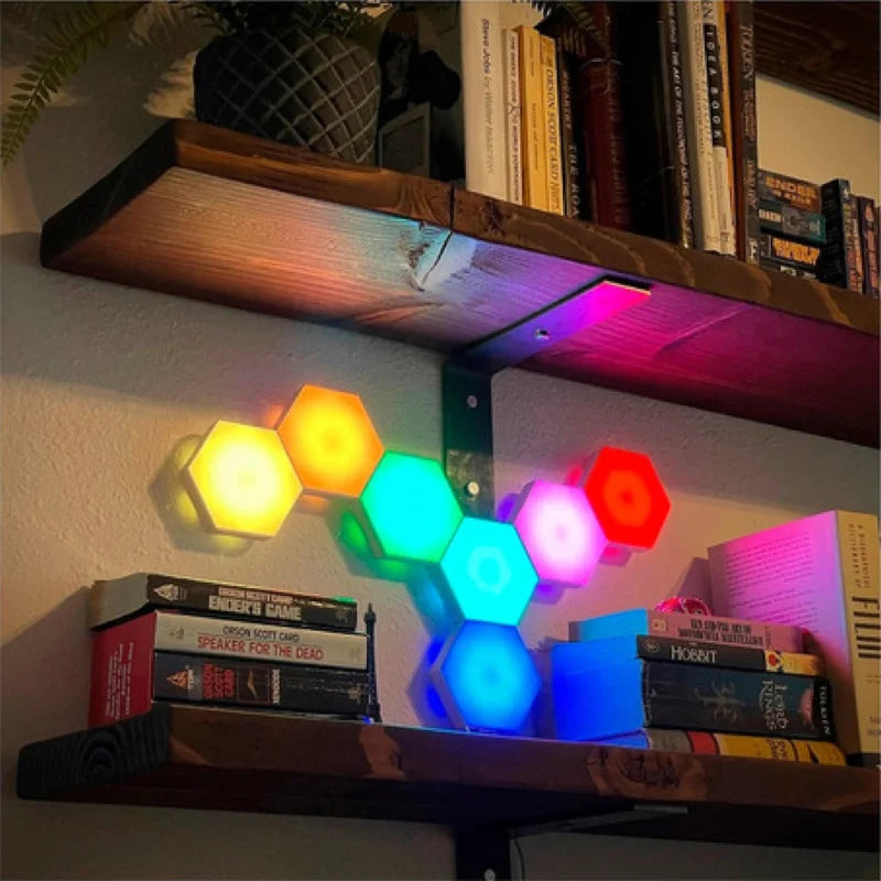 Set de 3 Luces Modulares LED Decorativos Hexagonales con Control Remoto